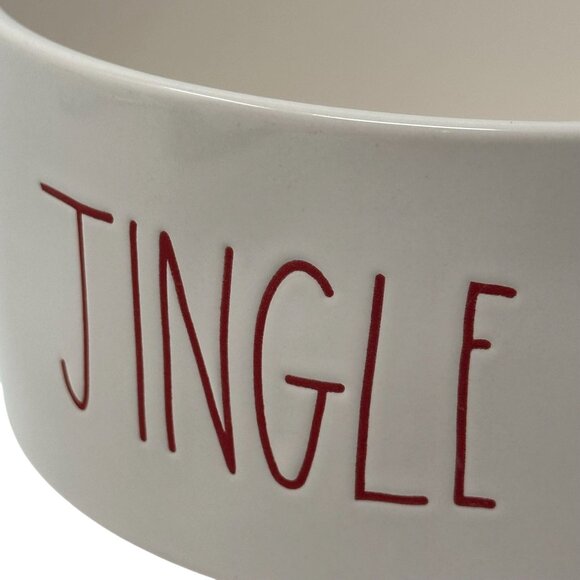 Rae Dunn Jingle Bones Red Letter Dog Bowl 6in Holiday Pet Dish Christmas Ceramic - Picture 3 of 13